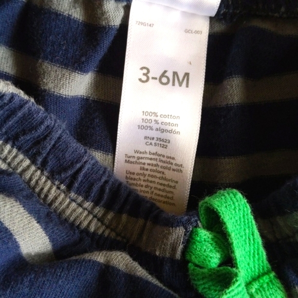 child of mine by carter's striped cotton comfy shorts 3-6 months baby boy - Picture 3 of 4